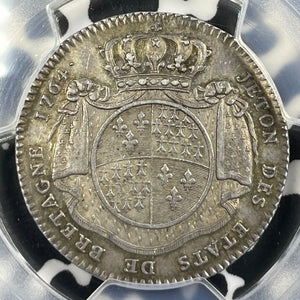 1764 France Louis XV Brittany Jeton PCGS AU53 Lot#G9430 Silver! Feuardent-8773