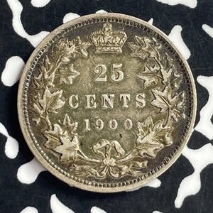 1900 Canada 25 Cents Lot#T7141 Silver! Nice Detail, Obverse Scratch