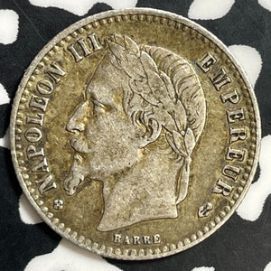 1865-BB France 50 Centimes Lot#E7933 Silver!