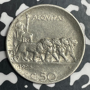 1925-R Italy 50 Centesimi Lot#T2785 Reeded Edge