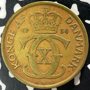 1934 Denmark 1 Krone Lot#T4176