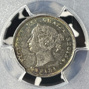 1886 Canada 5 Cents PCGS AU55 Lot#G159 Silver! Small '6' Variety