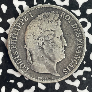 1831-BB France 5 Francs Lot#T8334 Large Silver Coin!