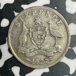 1927 Australia 6 Pence Sixpence Lot#T3328 Silver!