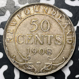 1908 Newfoundland 50 Cents Lot#JM8437 Silver! Nice!