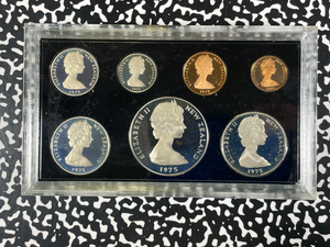 1975 New Zealand 7x Coin Proof Set Lot#B2597 With Original Case