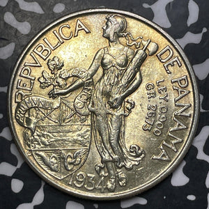 1934 Panama 1 Balboa Lot#JM8298 Large Silver! High Grade! Beautiful!