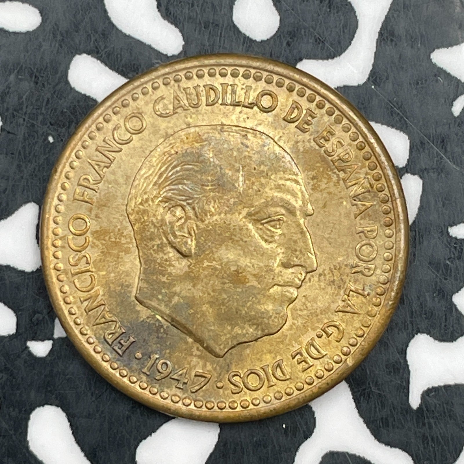 1947 (54) Spain 1 Peseta Lot#JM1732 High Grade! Beautiful! Better Date
