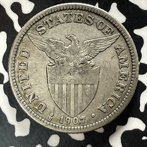 1907-S U.S. Philippines 50 Centavos Lot#T5219 Silver!