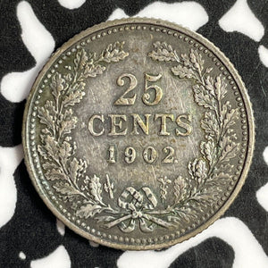 1902 Netherlands 25 Cents Lot#E1080 Silver!