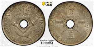 1938 New Guinea 1 Shilling PCGS MS65 Lot#G9852 Silver! Gem BU!