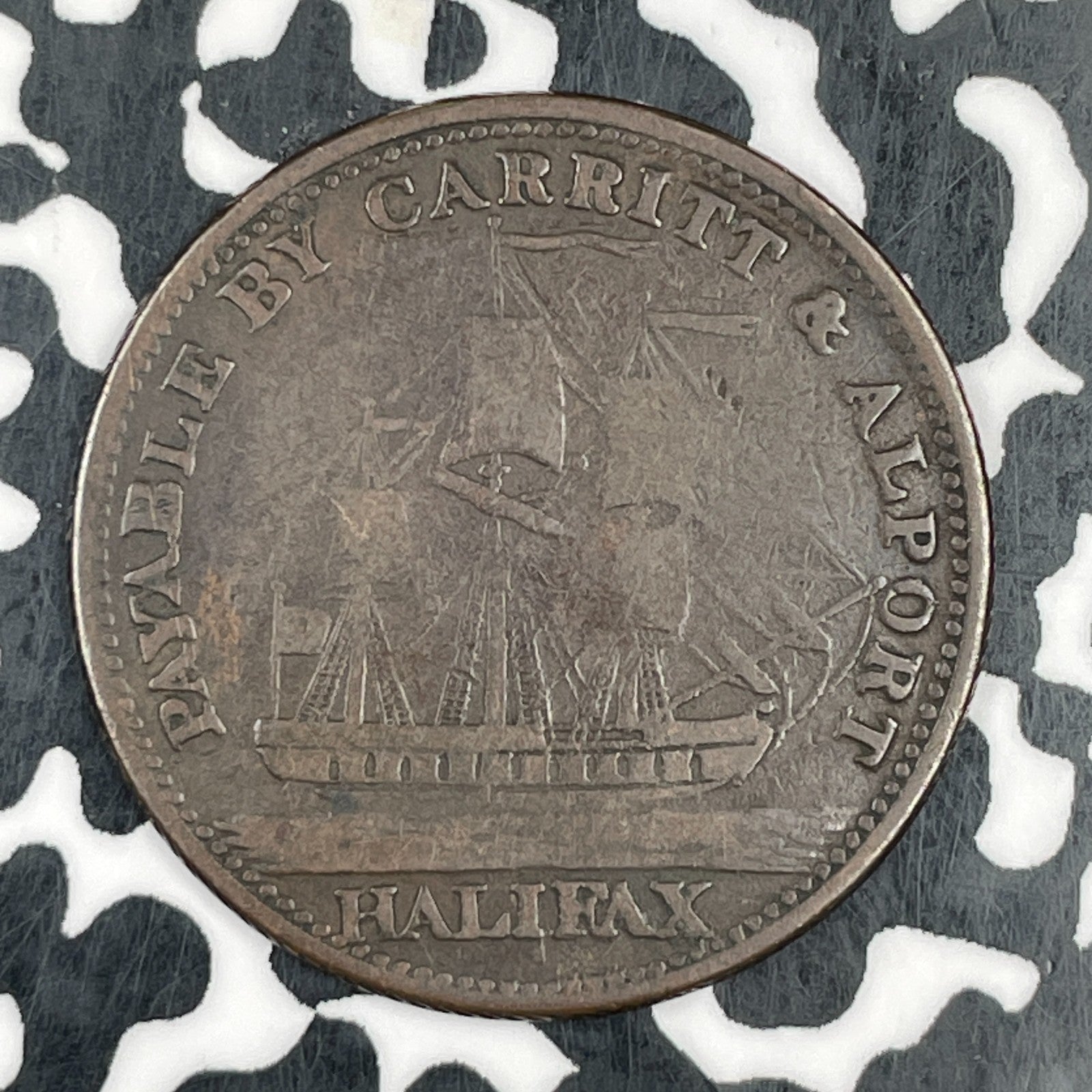 1814 Nova Scotia Halifax Carritt & Alport 1/2 Penny Half Penny Token Lot#F7552