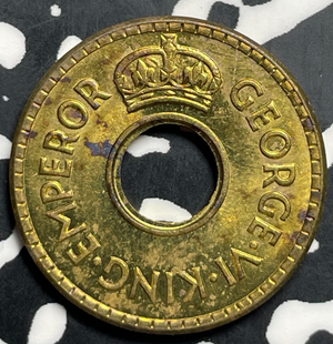 1942 Fiji 1/2 Penny Half Penny Lot#T9373 High Grade! Beautiful!