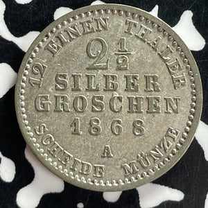 1868-A Germany Prussia 2 1/2 Groschen Lot#T7384