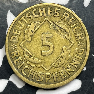 1924-A Germany 5 Reichspfennig (10 Available) (1 Coin Only) KM#39