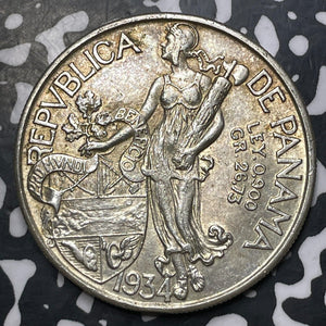 1934 Panama 1 Balboa Lot#JM8299 Large Silver! Nice!