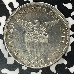 1903 U.S. Philippines 50 Centavos Lot#T5230 Silver! Nice Detail, Old Cleaning