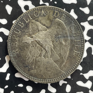 1896 Chile 1 Peso Lot#C0057 Large Silver Coin! Rim Nicks