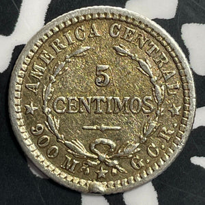 1905 Costa Rica 5 Centimos Lot#E8476 Silver!