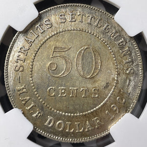 1921 Straits Settlements 50 Cents NGC MS63 Lot#G7058 Silver! Choice UNC!