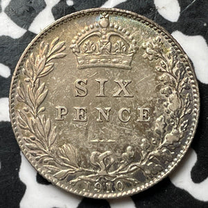 1910 Great Britain 6 Pence Sixpence Lot#D9803 Silver! Nice!