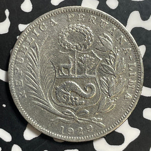 1929 Peru 1/2 Sol Half Sol Lot#T1720 Silver!
