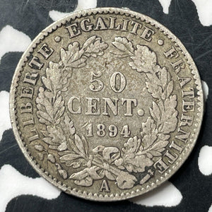 1891-A France 50 Centimes Lot#E8115 Silver!