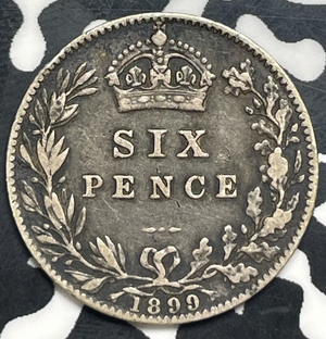 1899 Great Britain 6 Pence Sixpence Lot#T9939 Silver!
