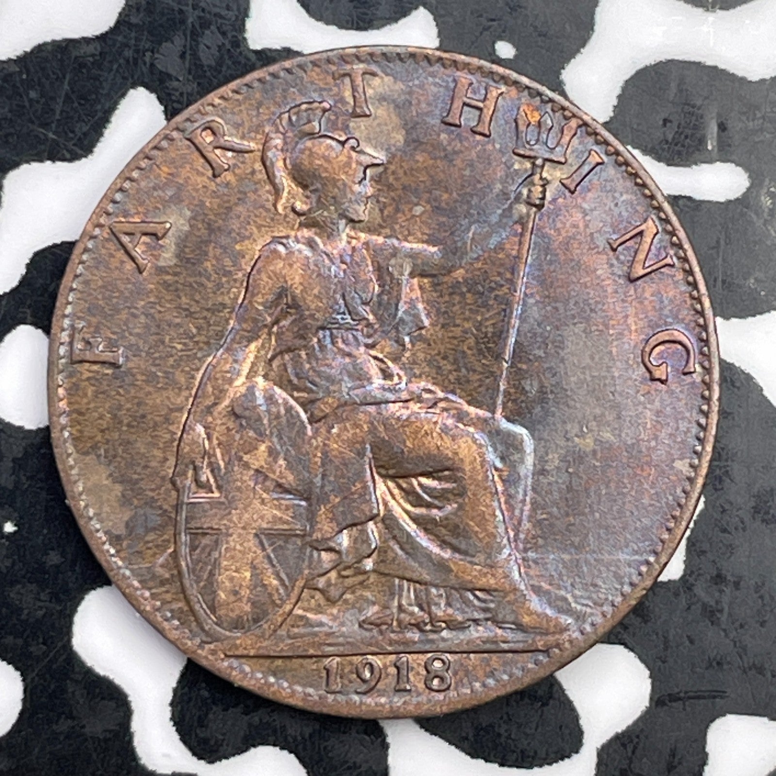 1918 Great Britain 1 Farthing Lot#F3393 High Grade! Beautiful!