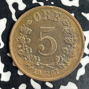 1907 Norway 5 Ore Lot#T8060 Nice!