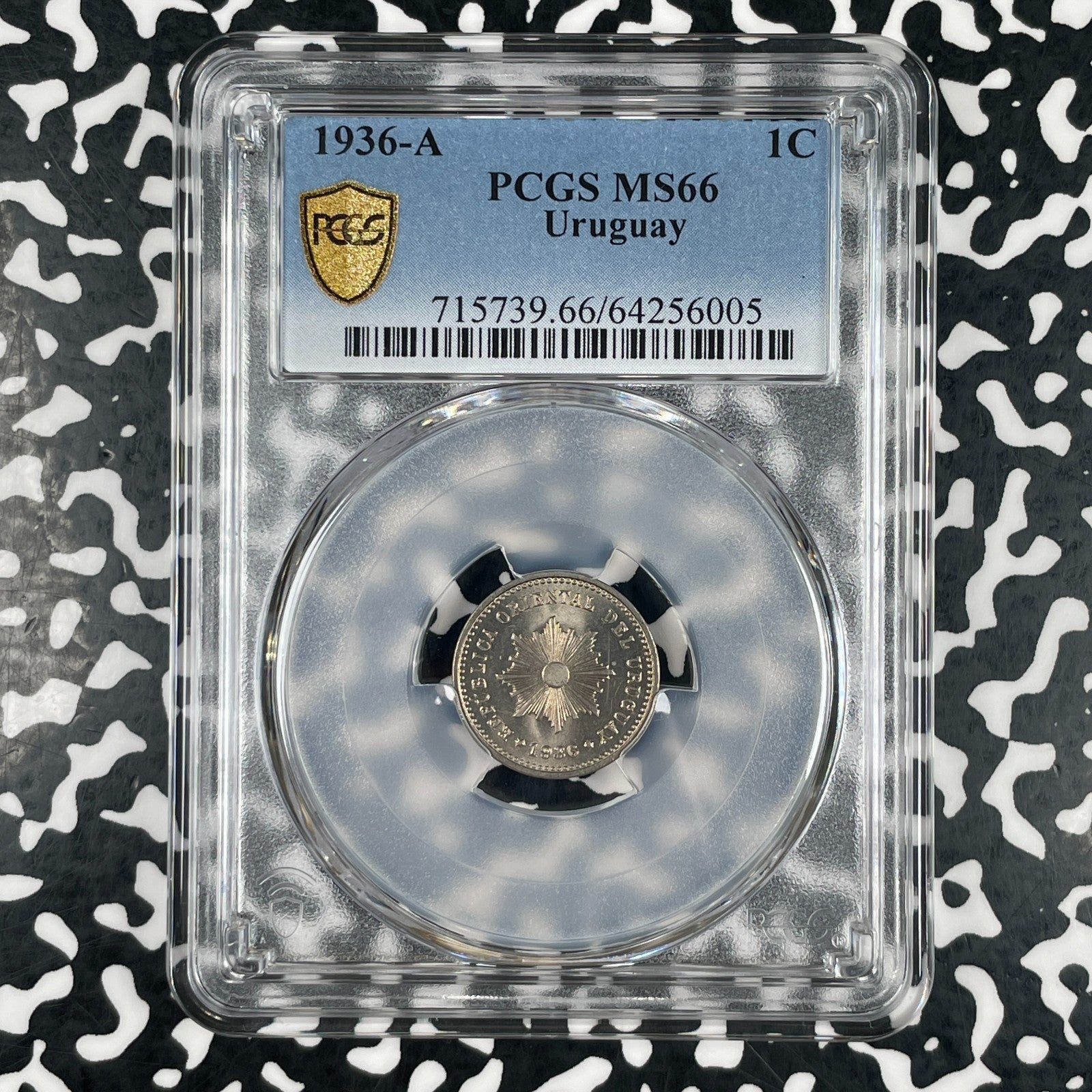 1936-A Uruguay 1 Centesimo PCGS MS66 (21 Available) (1 Coin Only) Gem BU!