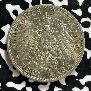 1914 Germany Anhalt-Dessau 3 Mark Lot#JM9881 Silver! Nice!