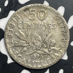 1898 France 50 Centimes Lot#C0868 Silver!