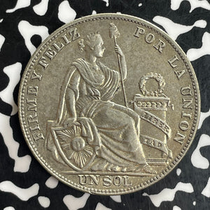 1934 Peru 1 Sol Lot#C0985 Large Silver! Nice!