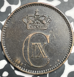 1882 Denmark 5 Ore Lot#T9353 Key Date! Rim Bump