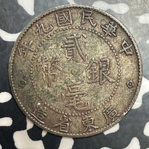 (1920) China Kwangtung 20 Cents Lot#T3478 Silver!
