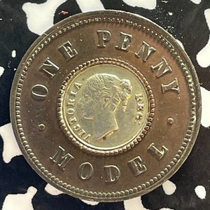 (1844) Great Britain Queen Victoria Model Penny Token Lot#T3058 Nice!