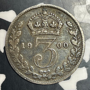 1900 Great Britain 3 Pence Threepence Lot#T3435 Silver!