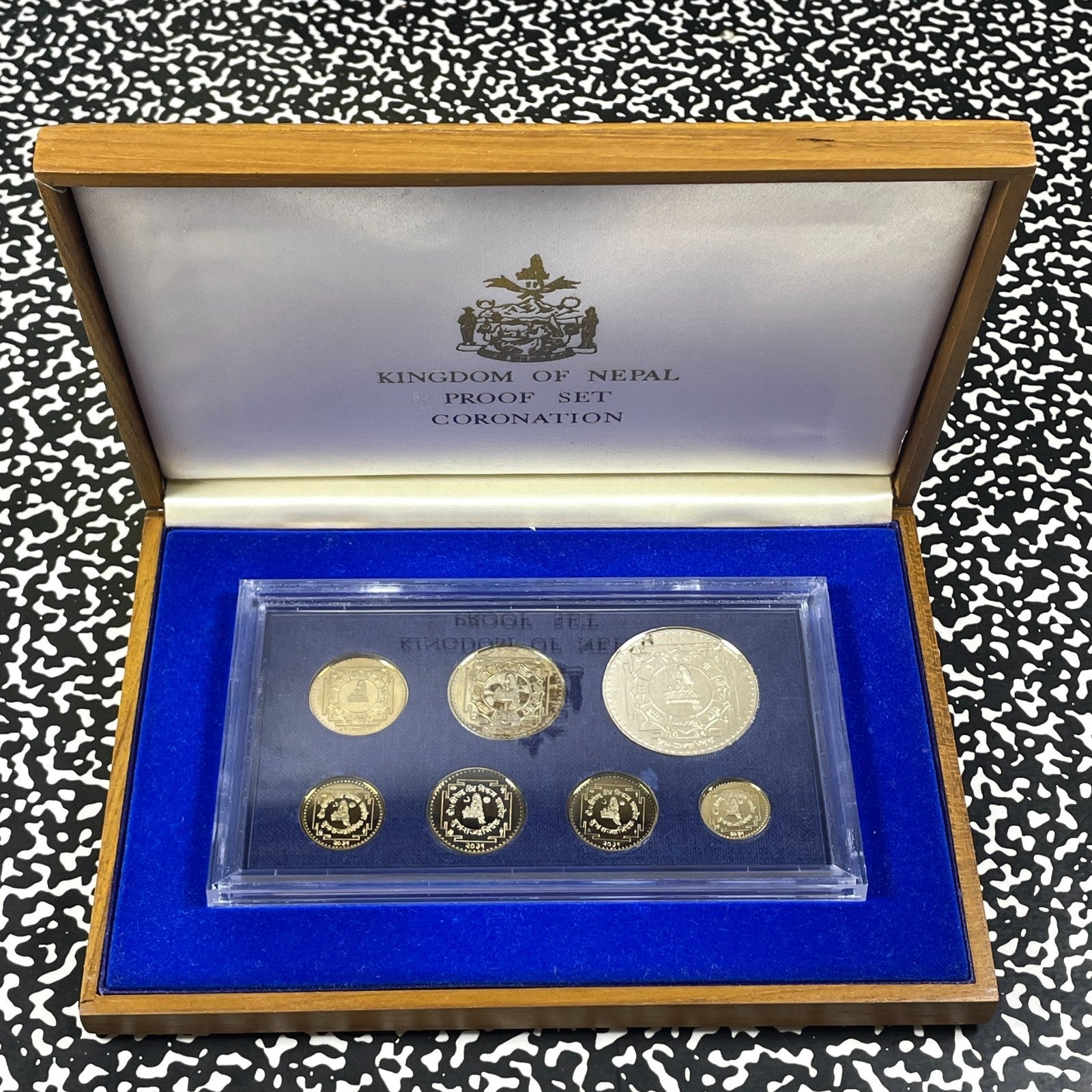1974 Nepal 7x Coin Proof Set Lot#B3172 Including Silver! With Case & C.O.A.