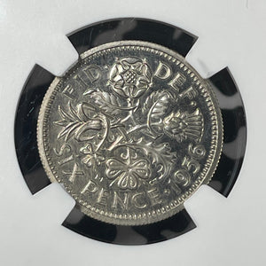 1956 Great Britain 6 Pence Sixpence NGC PR63 Cameo Lot#G342 Proof! Very Scarce!