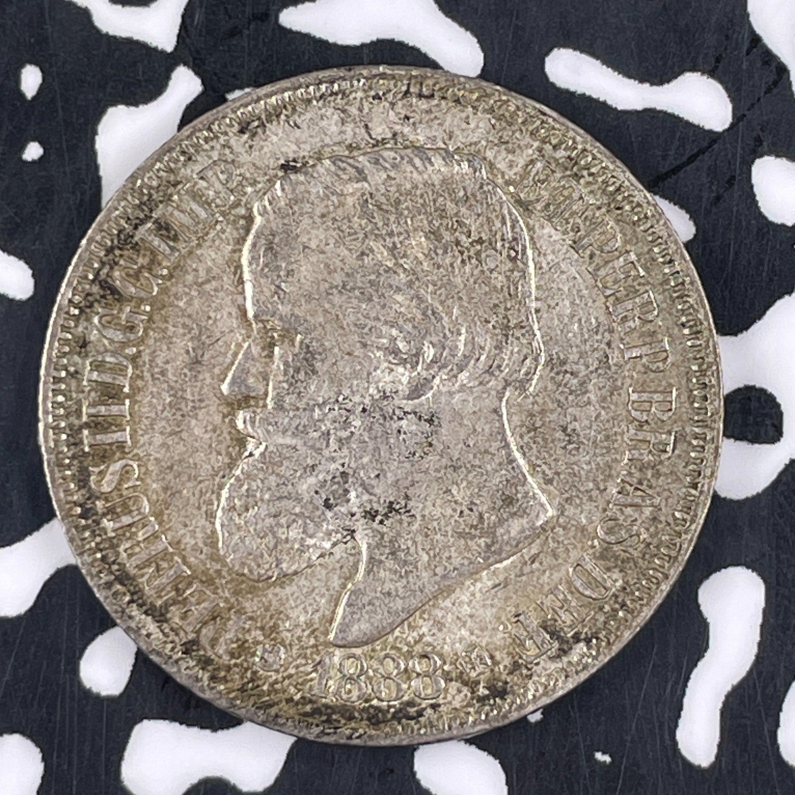 1888 Brazil 500 Reis Lot#F3517 Silver! Nice! Low Mintage