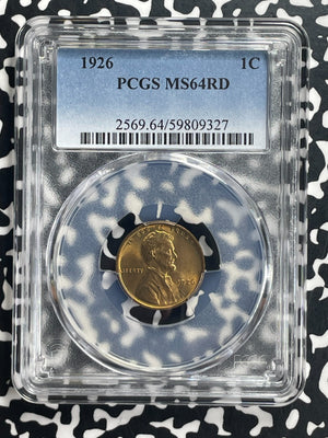 1926 U.S. Lincoln Wheat Small Cent PCGS MS64RD Lot#G648 Choice UNC!