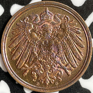 1900-D Germany 1 Pfennig Lot#D7011 High Grade! Beautiful!