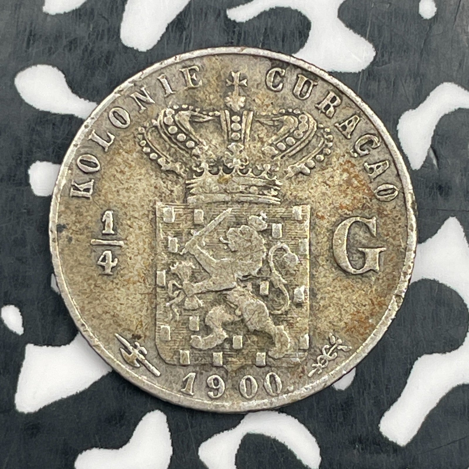 1900 Curacao 1/4 Gulden Lot#N3048 Silver!