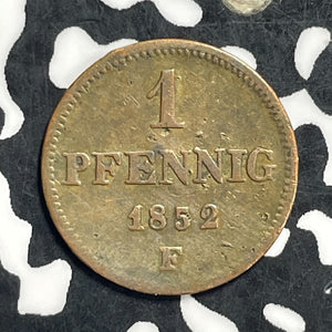 1852-F Germany Saxony 1 Pfennig Lot#C0571