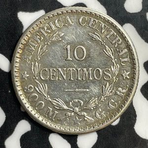 1910 Costa Rica 10 Centimos Lot#E5045 Silver! Nice!