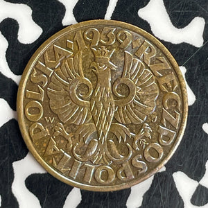 1939 Poland 5 Groszy Lot#T8056 High Grade! Beautiful!