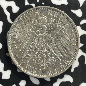 1913 Germany Prussia 3 Mark Lot#C0170 Silver! Nice!