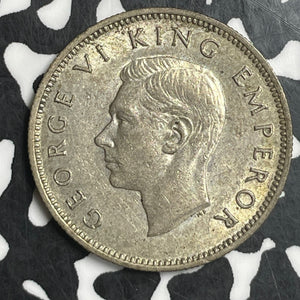 1941 New Zealand 1 Shilling Lot#T6696 Silver! High Grade! Beautiful!