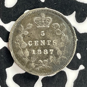 1887 Canada 5 Cents Lot#T7227 Silver! Key Date! Nice Detail, Damage